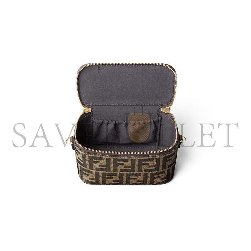 FENDI VANITY TOBACCO BROWN FF JACQUARD FABRIC MINI-BAG 8BS108AFPMF1GL7 (16*11*8cm) FENDI VANITY TOBACCO BROWN FF JACQUARD FABRIC MINI-BAG 8BS108AFPMF1GL7 (16*11*8cm)